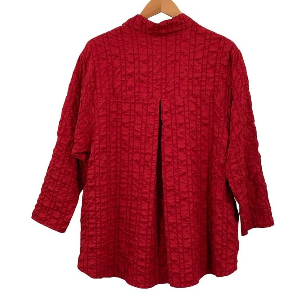 Niche Nilgun Derman Ruby Red Crinkle Tunic Shirt - image 4